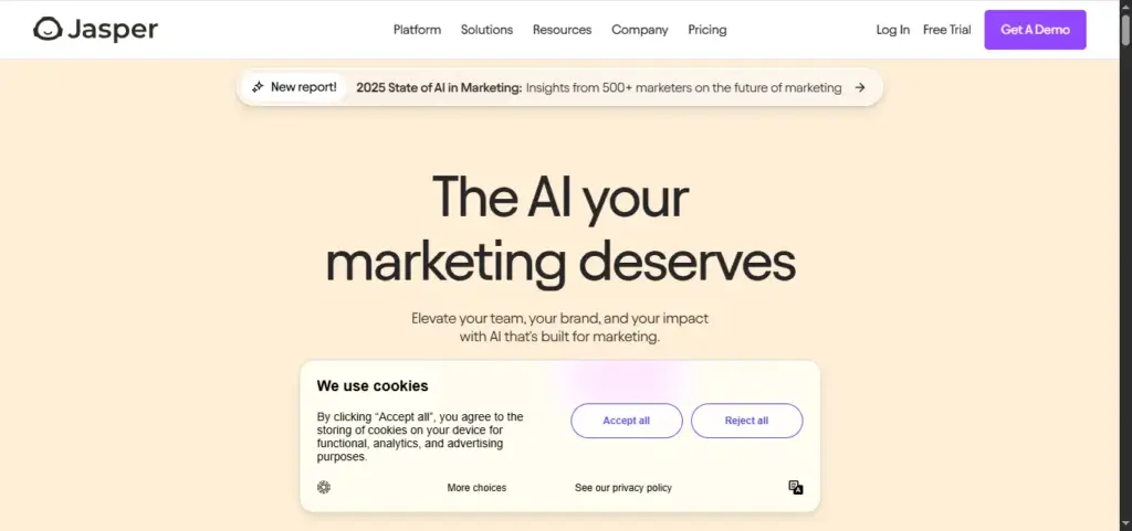 jasper ai homepage
