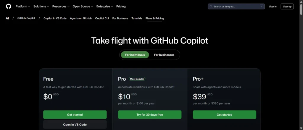 Best AI Subscriptions for Developers Under $20: What Actually Works 13 github pricing page